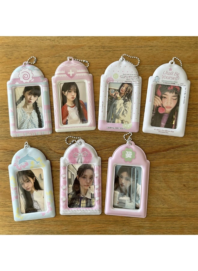 NIBEMINENT 1 - Piece Blue Dolphin Four-leaf Grass Kpop Photo Card Holder Pendant Key Chain ID Badge Holder ID Card Holder Photo Card Protector for School ID Office ID Access Card for Women Girls - Image 2