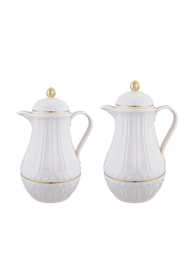 REEM 2-Piece Tea/Coffee Flask Set 0.6L & 1L Beige/Gold 