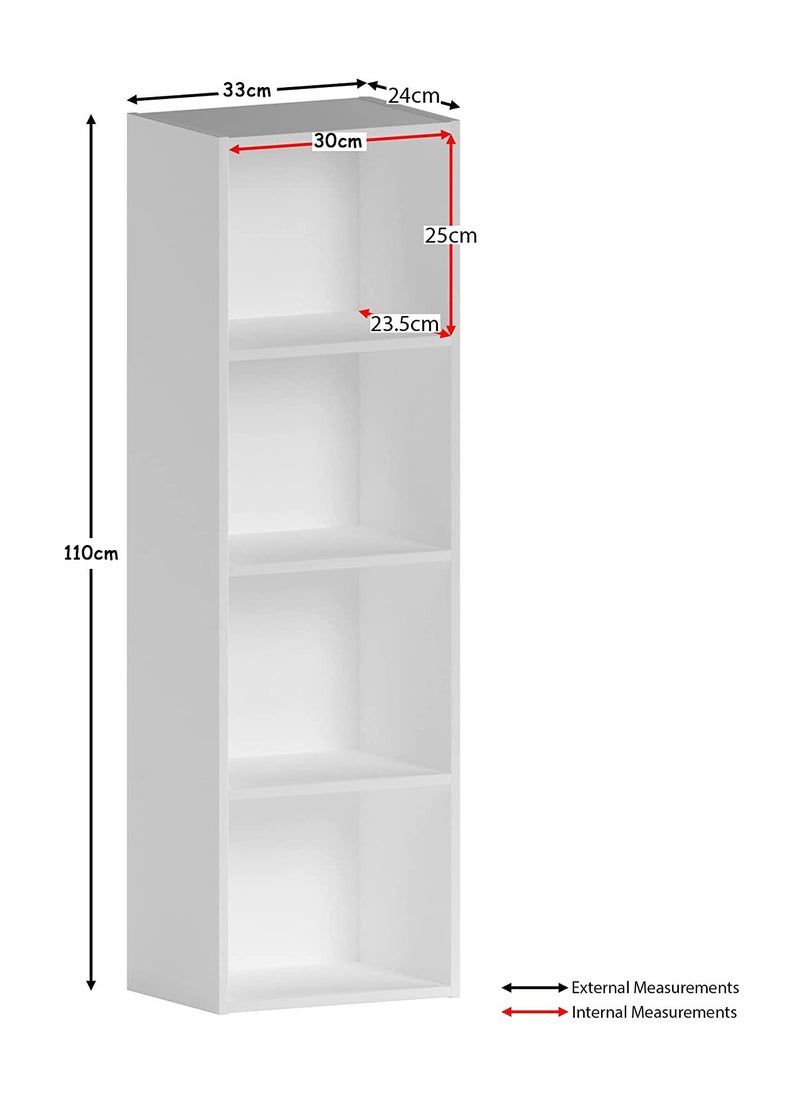 MODERN HOME - Bookcase and accessory Display Unit of wood 4Tier white - Image 1