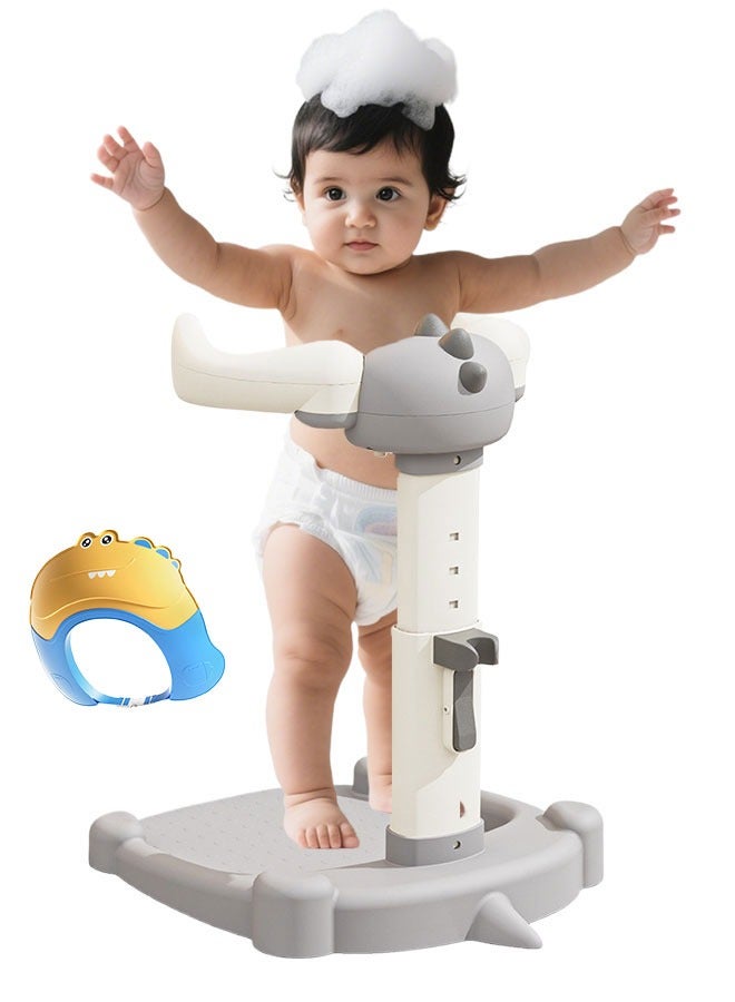 Sharpdo Baby Shower Stand, Infant Bath Support, Foldable Baby Bathing Stand with Anti-Slip Base and Shower Cap - Image 1