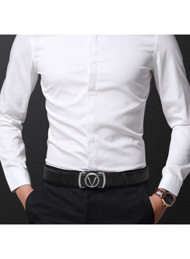Cow Men's Automatic Buckle Cowhide Belt Crocodile Pattern Luxury Belt Gift For Boyfriend Birthday 1000 Silver - Image 4