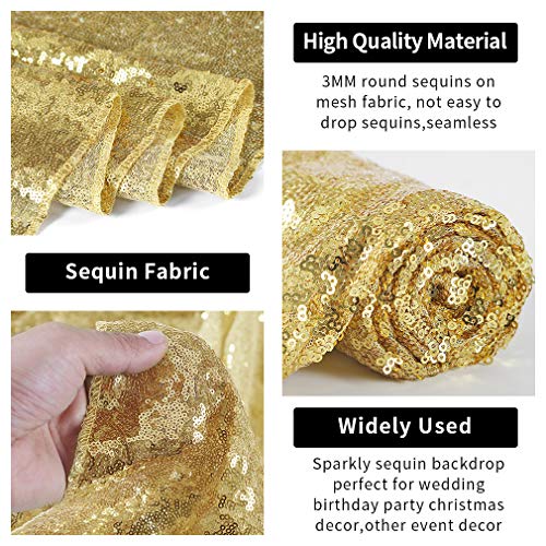 Hahuho Gold Sequin Backdrop Curtain, 2PCS 2FTx8FT Glitter Backdrop Curtain for Parties, Christmas, Wedding, Party Decoration（2 Panels, 2FT x 8FT, Gold - Image 3