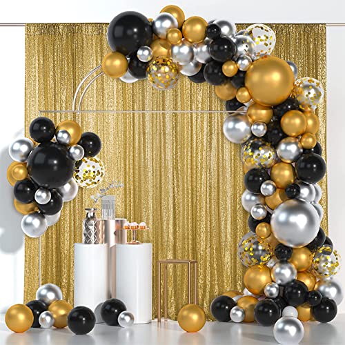 Hahuho Gold Sequin Backdrop Curtain, 2PCS 2FTx8FT Glitter Backdrop Curtain for Parties, Christmas, Wedding, Party Decoration（2 Panels, 2FT x 8FT, Gold - Image 4
