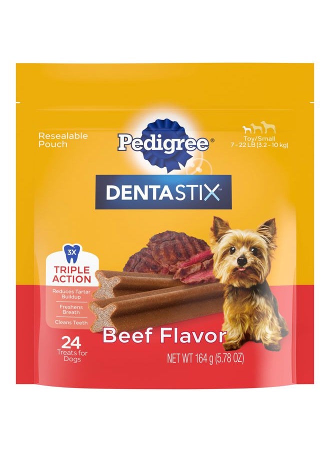 Pedigree Dentastix Toy & Small Breed Dog Treats, Beef Flavor, 24 Treats (Pack of 7)  - Image 1