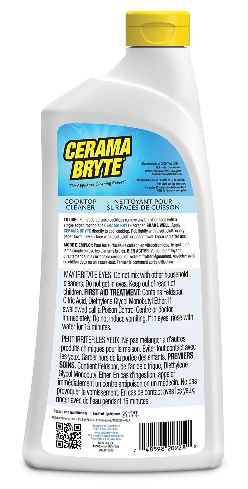 Cerama Bryte سيراما برايت مزيل البقع الصعبة منظف سطح الطهي والموقد للأسطح الزجاجية - السيراميكية، 1-28 أونصة - Image 2