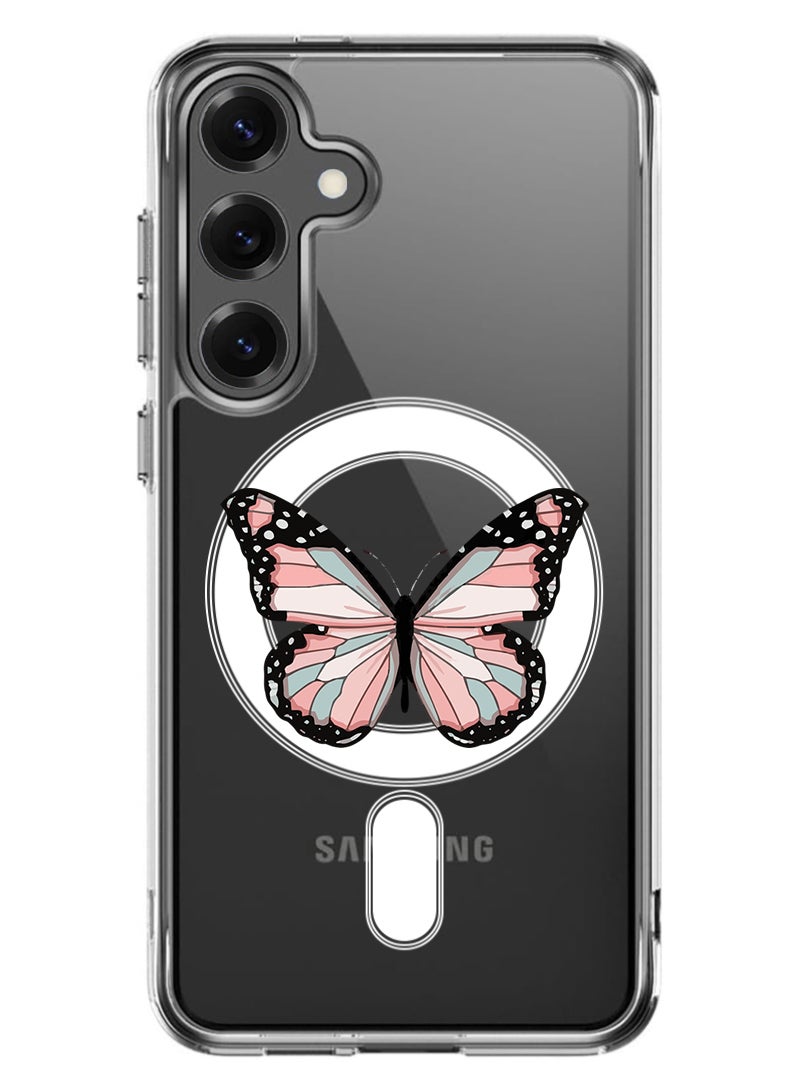 Theodor Magnetic Case for Samsung Galaxy S25 6.2-inch Compatible with MagSafe Wireless Charging, Shockproof Phone Bumper Cover Butterfly-01 - Image 1