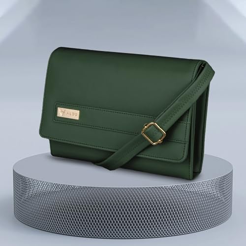 ALSU Women's trendy Sling Bag | handbag | purse | crossbody bag| deattachable straps | adjustable straps |card slots side bag| phone pocket (Green) - Image 2