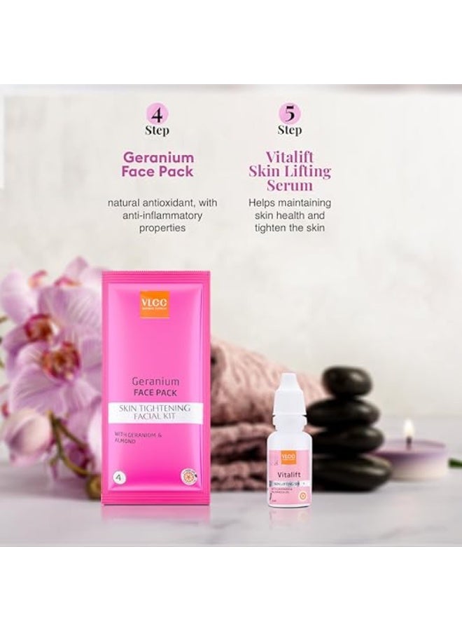 VLCC Salon Series Skin Tightening Facial Kit (6 Facials) - 240g + 12ml | At Home Facial with Indian Berberry, Wheatgerm, Carrot Extracts & Geranium | Tightens & Firms Skin | Youthful Radiance - Image 3