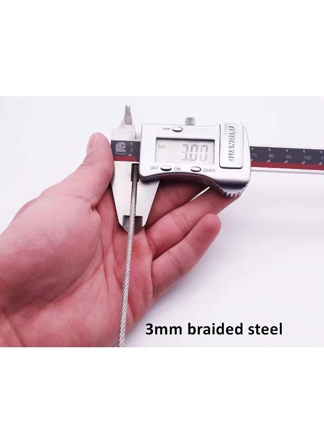 100Cm/3.3Ft 3Mm Outdoor Travel Security Cable Lock Braided Steel Coated Safety Cable Luggage Lock Safety Cable Wire Rope Double Loop Lightweight 2 Pack  - Image 2