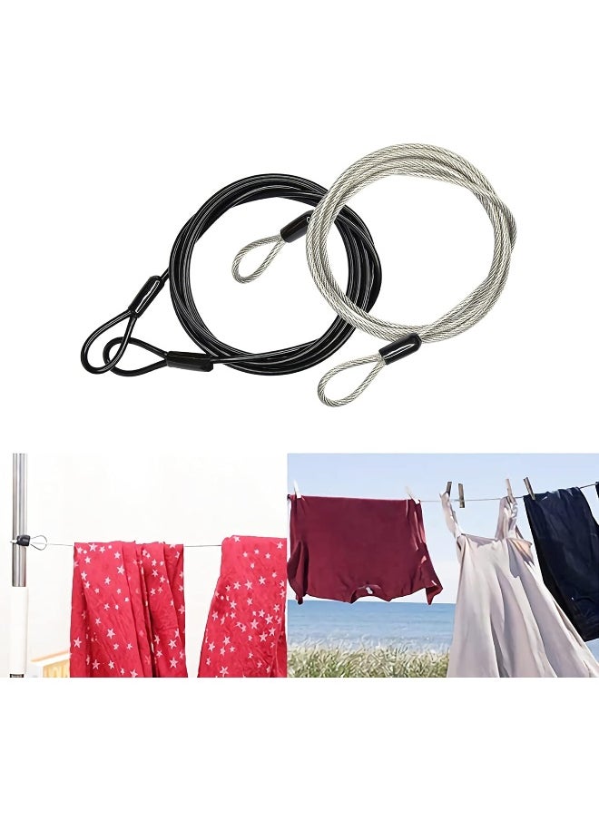 100Cm/3.3Ft 3Mm Outdoor Travel Security Cable Lock Braided Steel Coated Safety Cable Luggage Lock Safety Cable Wire Rope Double Loop Lightweight 2 Pack  - Image 1