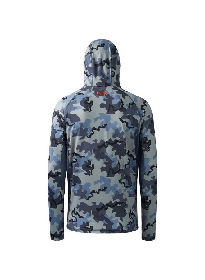 BASSDASH UPF 50+ Men's Hunting Shirts with Mask Long Sleeve Camo Fishing Hoodie, Rock, 4XL - Image 2
