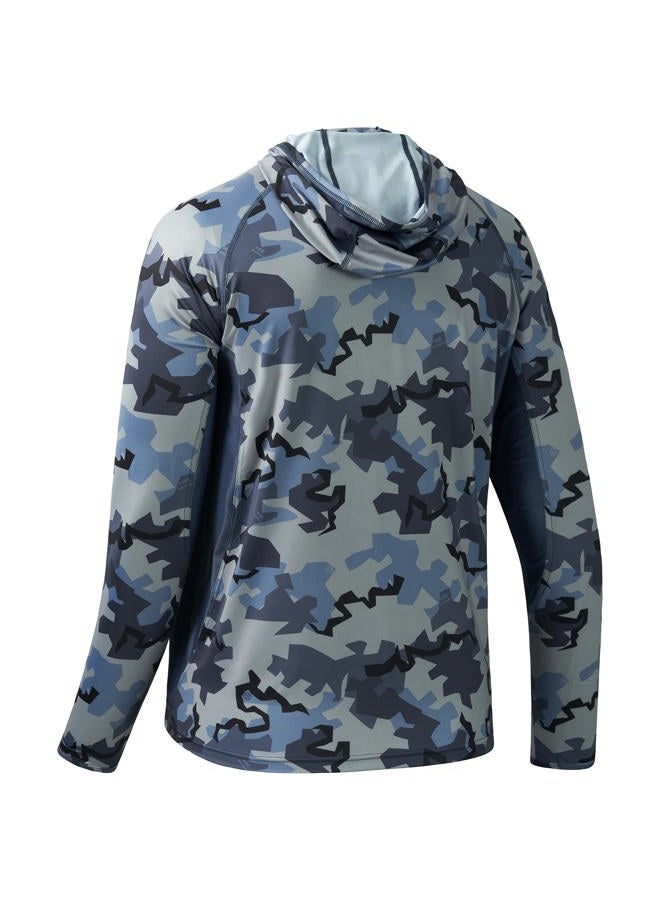 BASSDASH UPF 50+ Men's Hunting Shirts with Mask Long Sleeve Camo Fishing Hoodie, Rock, 4XL - Image 4