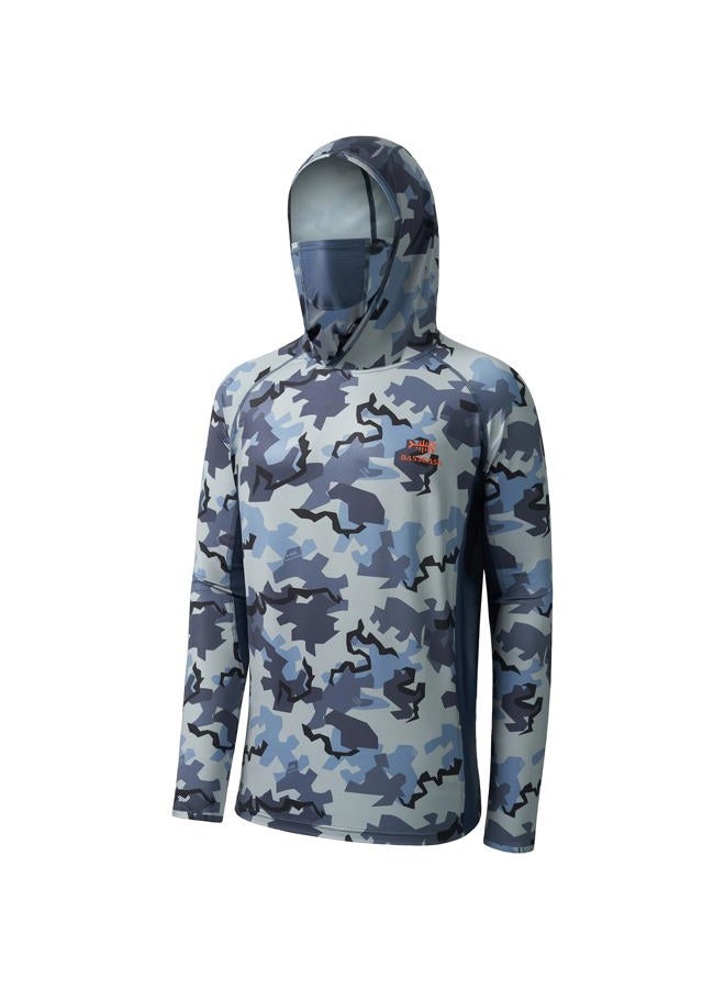 BASSDASH UPF 50+ Men's Hunting Shirts with Mask Long Sleeve Camo Fishing Hoodie, Rock, 4XL - Image 1