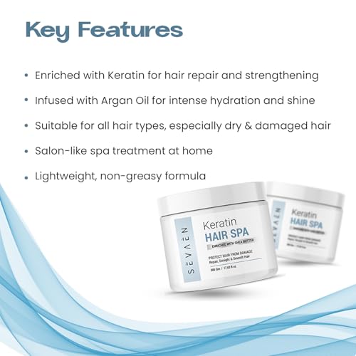SEVAEN Keratin Hair Spa Cream Floral 500 gms | Enriched with Shea Butter | Deep Conditioning Treatment for Dry, Damaged & Frizzy Hair | Repair, Strengthening, Smoothening & Shine | for All Hair Types - Image 2