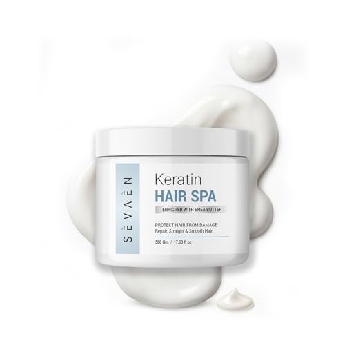 SEVAEN Keratin Hair Spa Cream Floral 500 gms | Enriched with Shea Butter | Deep Conditioning Treatment for Dry, Damaged & Frizzy Hair | Repair, Strengthening, Smoothening & Shine | for All Hair Types - Image 1