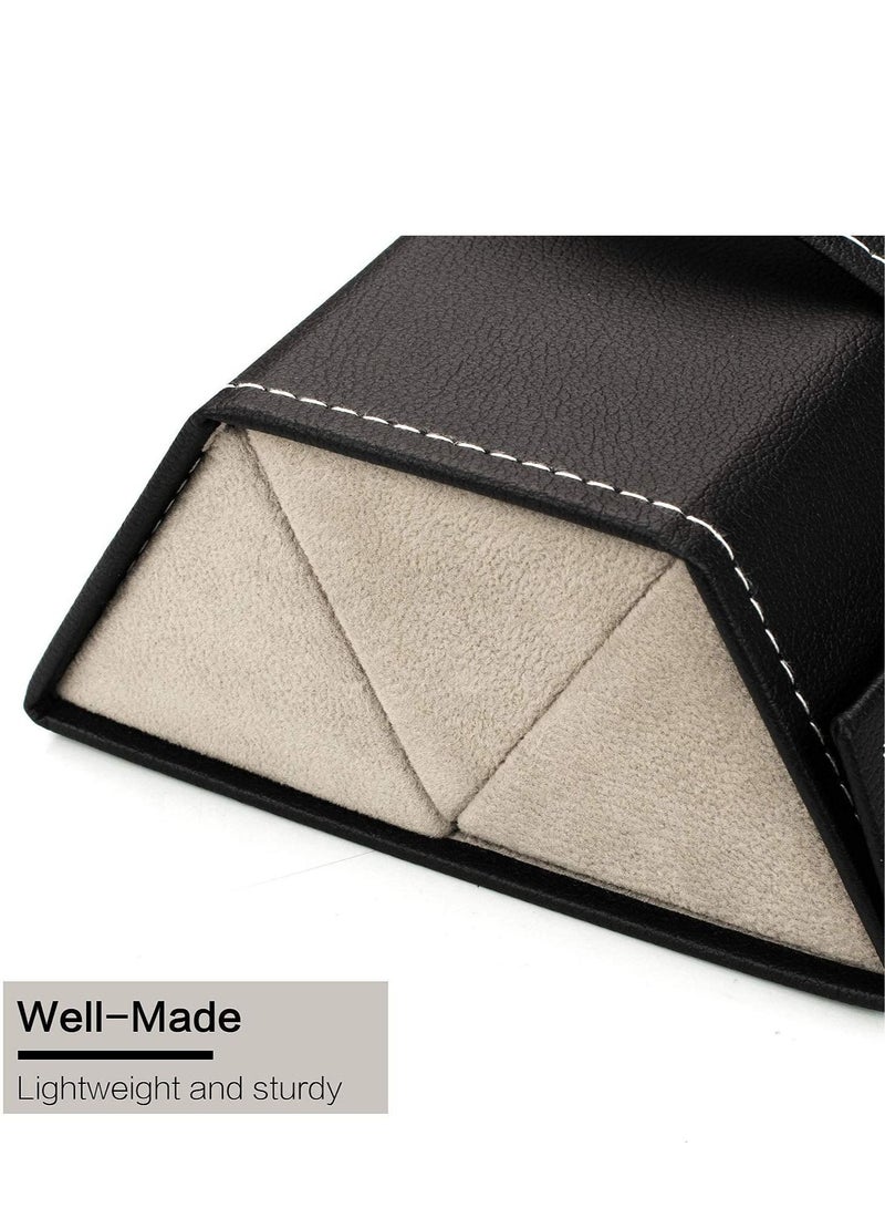 Travel Sunglasses Organizer, Foldable PU Leather Multi Glasses 3 Slot Display Container Portable Glasses Storage Bag Ladies Men Hanging Glasses Holder (Black) - Image 4