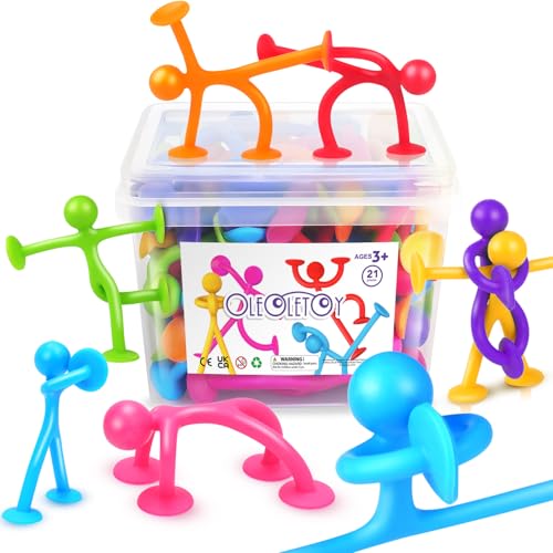 OleOletOy Suction Fidget Toys for Kids: 21 Pack Suction Cup People Toys - Fidget Toys Bulk Treasure Box Toys for Kids Autism School Classroom Calming - Prizes for Stocking Stuffers Party Favors Gifts - Image 1