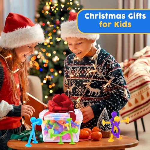 OleOletOy Suction Fidget Toys for Kids: 21 Pack Suction Cup People Toys - Fidget Toys Bulk Treasure Box Toys for Kids Autism School Classroom Calming - Prizes for Stocking Stuffers Party Favors Gifts - Image 2