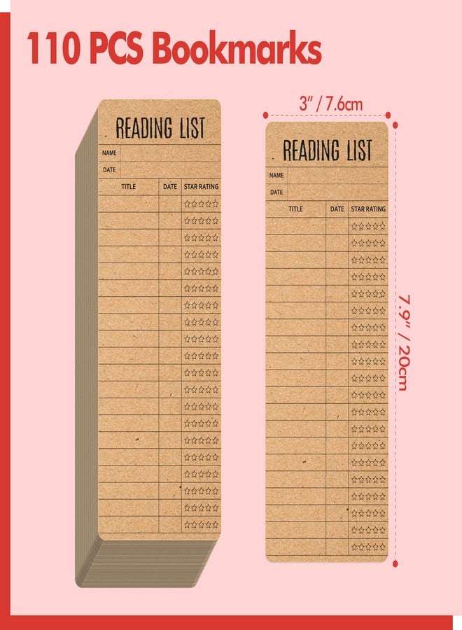 Gethelud 110 قطعة من فواصل الكتب لقوائم القراءة، ودفتر تتبع الكتب المصنوع من ورق الكرافت، وسجل القراءة، فواصل كتب بالجملة لمحبي الكتب والطلاب والمعلمين، وهدايا التخرج، ولوازم العودة إلى المدرسة (3 بوصات × 7.9 بوصات) - Image 3