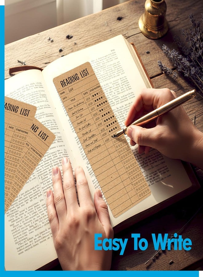 Gethelud 110 قطعة من فواصل الكتب لقوائم القراءة، ودفتر تتبع الكتب المصنوع من ورق الكرافت، وسجل القراءة، فواصل كتب بالجملة لمحبي الكتب والطلاب والمعلمين، وهدايا التخرج، ولوازم العودة إلى المدرسة (3 بوصات × 7.9 بوصات) - Image 5
