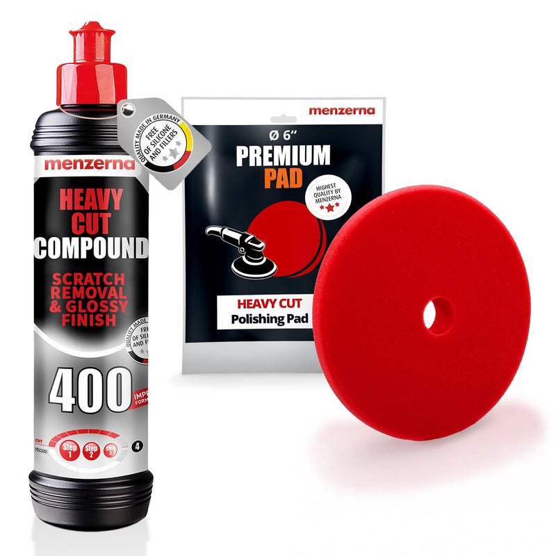 menzerna Deep Scratch and Swirl Remover Kit I Car polishing Set with Heavy Cut 400 (16oz) and 6 Inch Polishing Pad I Deep Scratch Remover and high Gloss Kit for All Types of Vehicles - Image 1