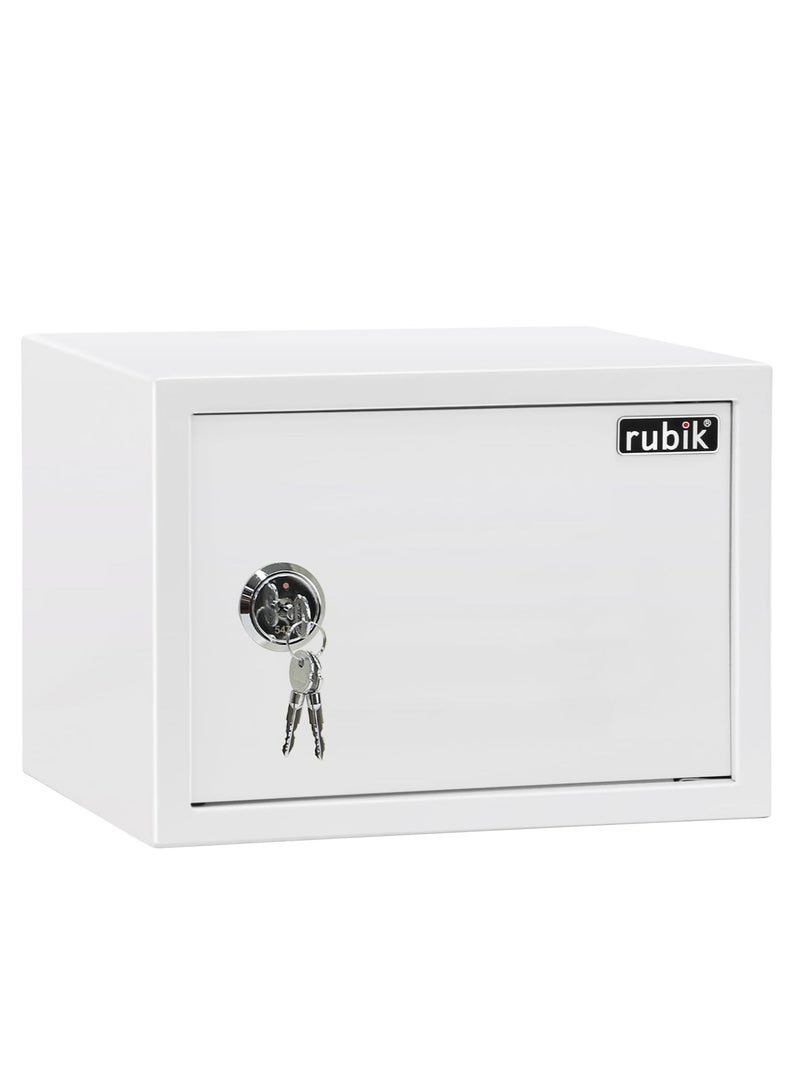 Rubik Key Operated Safe Box A4 Document Size Locker for Home Office Cash Passport Jewelry Security RB25KCN (25x35x25cm) White  - Image 1