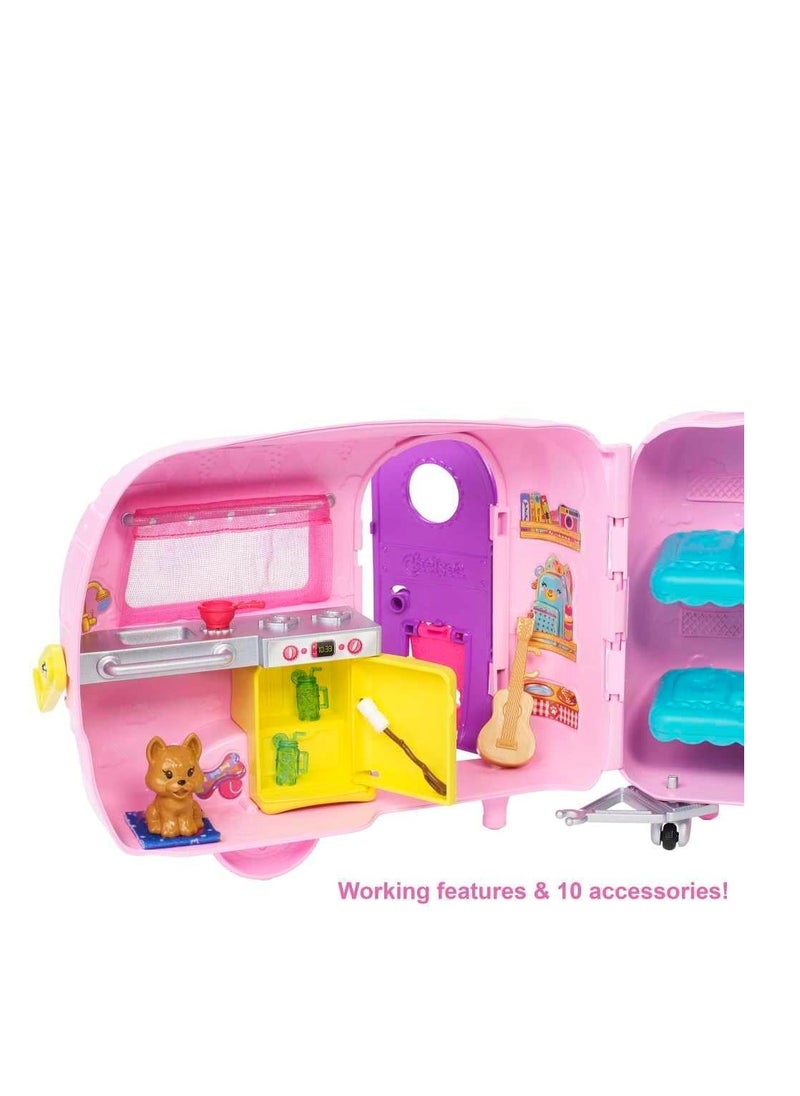 Barbie Chelsea 2-In-1 Camper Playset With Chelsea Small Doll, 2 Pets And 15 Accessories  - Image 5