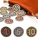 v2croft 30 PCS Metal Coins for Board Games Gold Silver Tokens with Face Value 1 5 10 for Tabletop RPG Treasure Coins for Pirate Game Party Cosplay - Image 2