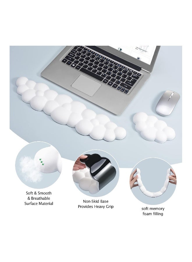Topleo Keyboard Wrist Rest Set Cute Cloud Shape Wrist Rest Support for Mouse Keyboard Computer Elbow Pad Arm Rest Mouse Wrist Cushion, Ergonomic Design for Typing Comfortably (Keyboard not Included) - Image 4