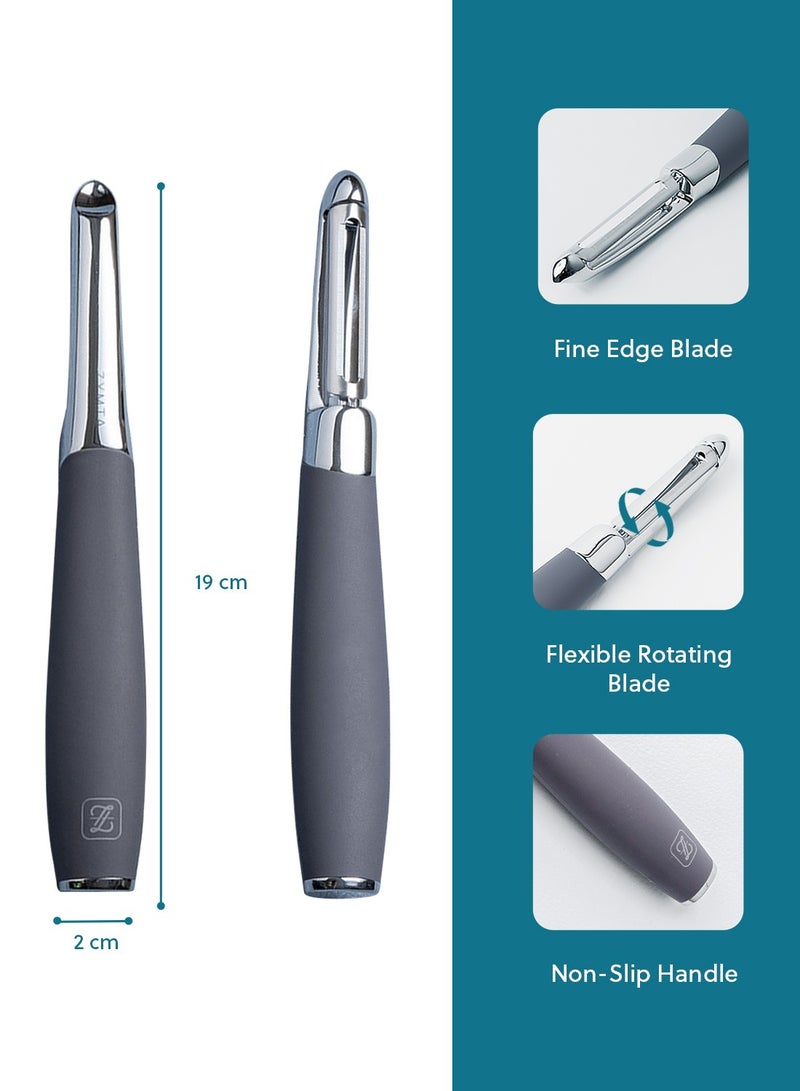 زيمتا مقشرة خضراوات، تفاح، للمطبخ، فواكه، جزر، خضراوات، بطاطس، مقشرة من الفولاذ المقاوم للصدأ على شكل حرف I، بمقبض مريح وشفرة حادة، متينة، للمطبخ - Image 3