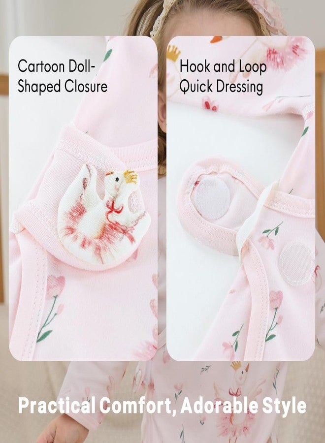 BINIDUCKLING Kimono Style Baby Wrap Over Long Sleeve Bodysuit with Hook and Loop Closure Dancing Swan 12 Months - Image 5