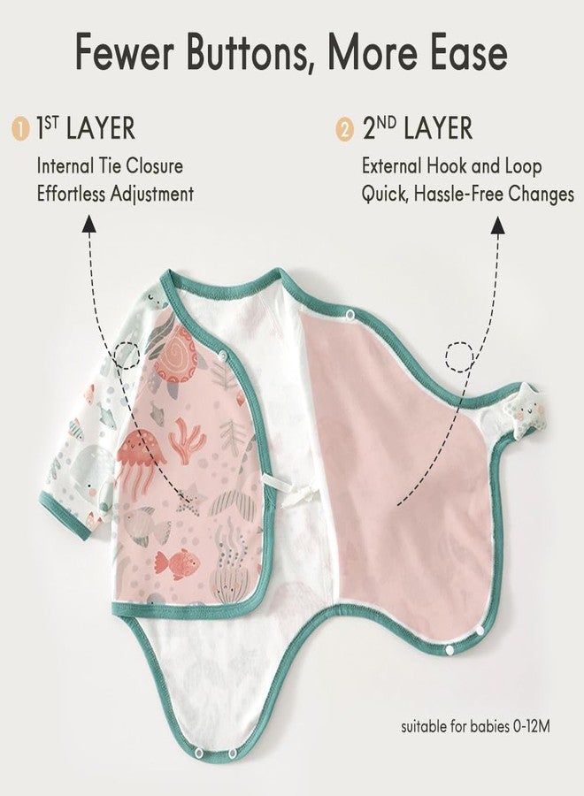 BINIDUCKLING Kimono Style Baby Wrap Over Long Sleeve Bodysuit with Hook and Loop Closure Dancing Swan 12 Months - Image 4