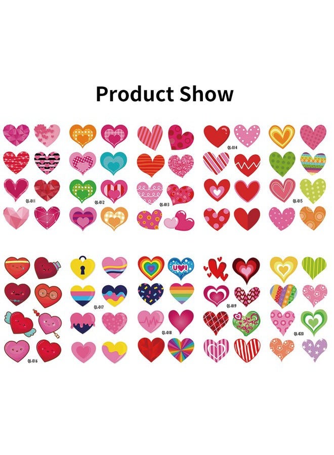 MANGOIT 80 Pieces Heart Tattoo Assorted Heart Tattoos Valentines Day Red Temporary Tattoo Waterproof Temp Tattoos Hearts Love Fake Tattoos Valentine Tattoo for Kids Valentines Decal Tattoo Stickers for Women - Image 3