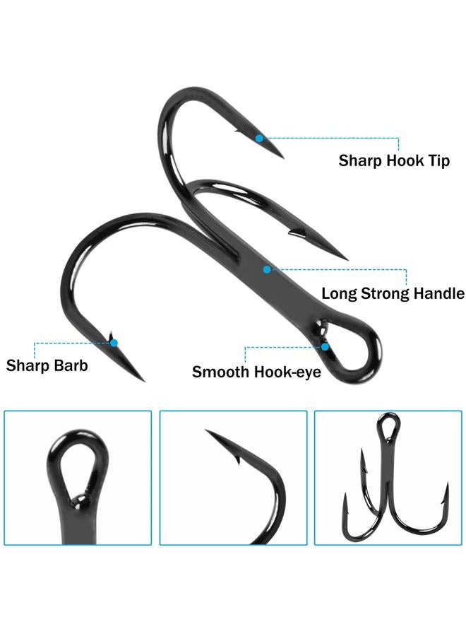 Shaddock Fishing Treble Hooks Kit High Carbon Steel Hooks Strong Sharp Round Bend for Lures Baits Saltwater 110pcs/box Mixed 6 Size 4 6 8 10 12 14 - Image 2