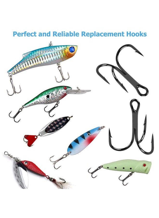 Shaddock Fishing Treble Hooks Kit High Carbon Steel Hooks Strong Sharp Round Bend for Lures Baits Saltwater 110pcs/box Mixed 6 Size 4 6 8 10 12 14 - Image 4