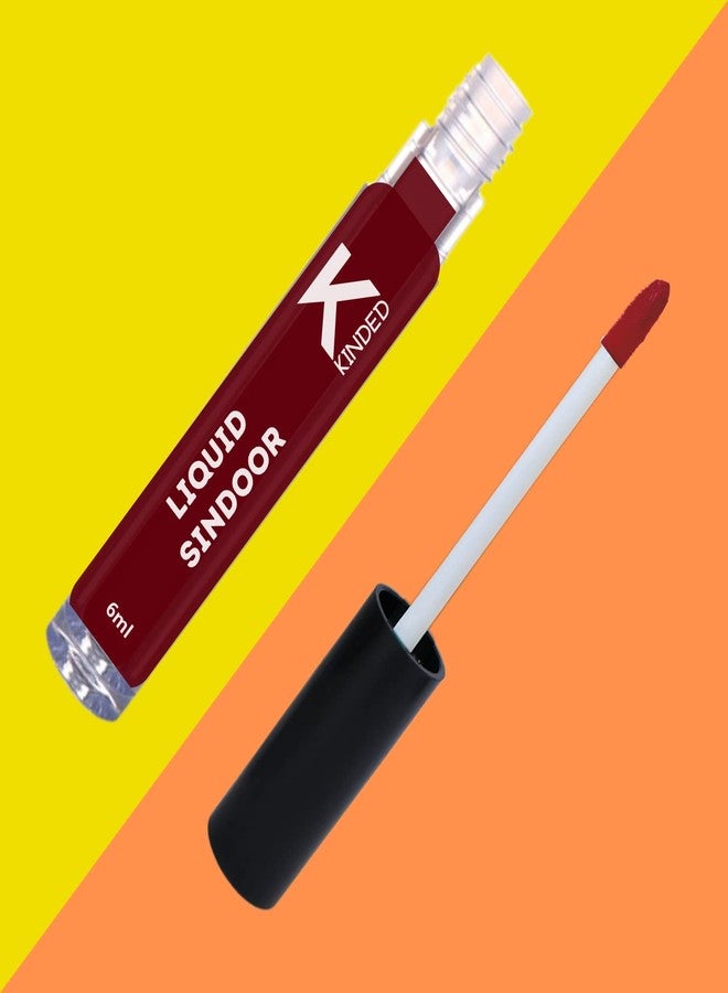 KINDED Liquid Sindoor Longlasting Water Resistant Smudge Proof Quick Drying Bridal Sindur Kumkum for Girls Women with Sponge Tip Applicator Stick (6 ml, Matte Finish, Shade 01 Maroon Colour) - Image 5