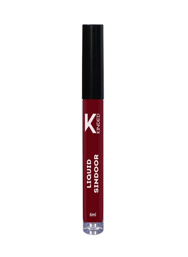 KINDED Liquid Sindoor Longlasting Water Resistant Smudge Proof Quick Drying Bridal Sindur Kumkum for Girls Women with Sponge Tip Applicator Stick (6 ml, Matte Finish, Shade 01 Maroon Colour) - Image 3