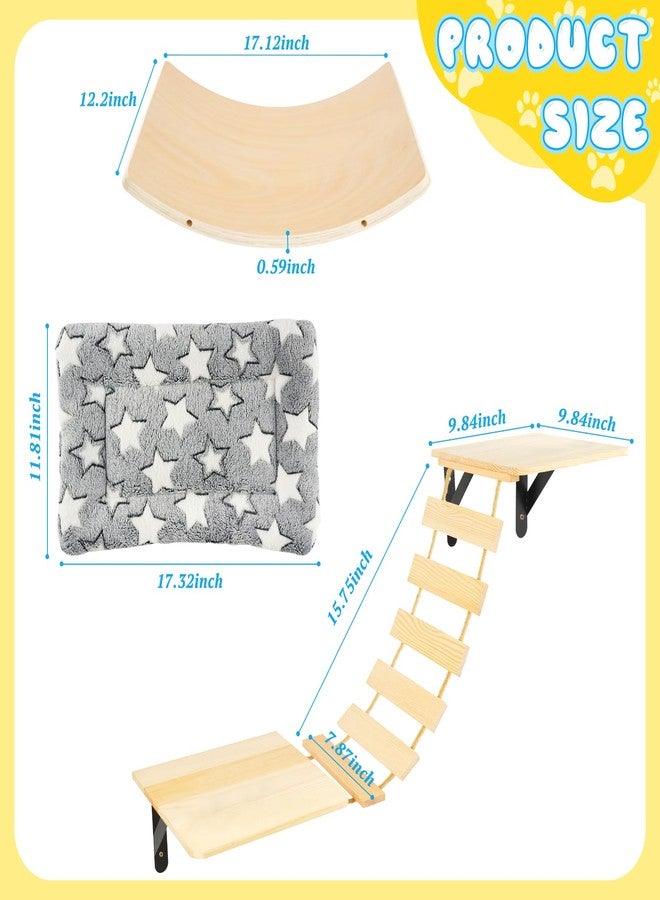 TIMIEEYA Cat Wall Shelves - Set of 4 Cat Wall Furniture, Curved Cats Shelves and Bridge Ladder & 2 Steps for for Sleeping, Playing, Climbing, and Lounging Modern Furniture for Cats - Image 2