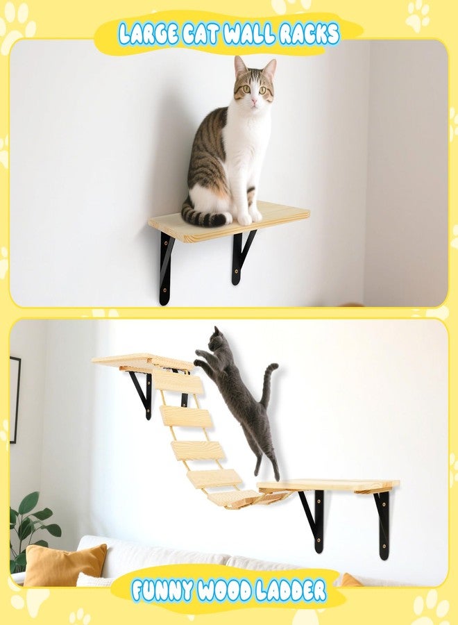 TIMIEEYA Cat Wall Shelves - Set of 4 Cat Wall Furniture, Curved Cats Shelves and Bridge Ladder & 2 Steps for for Sleeping, Playing, Climbing, and Lounging Modern Furniture for Cats - Image 4