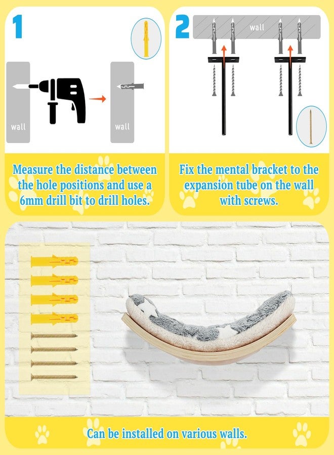 TIMIEEYA Cat Wall Shelves - Set of 4 Cat Wall Furniture, Curved Cats Shelves and Bridge Ladder & 2 Steps for for Sleeping, Playing, Climbing, and Lounging Modern Furniture for Cats - Image 5