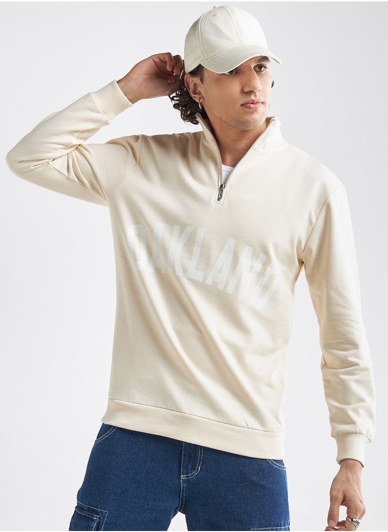 FAV Slogan Zip Through High Neck Sweatshirt  - Image 1