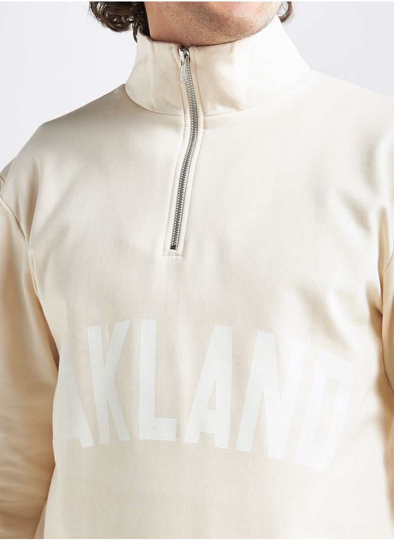 FAV Slogan Zip Through High Neck Sweatshirt  - Image 3