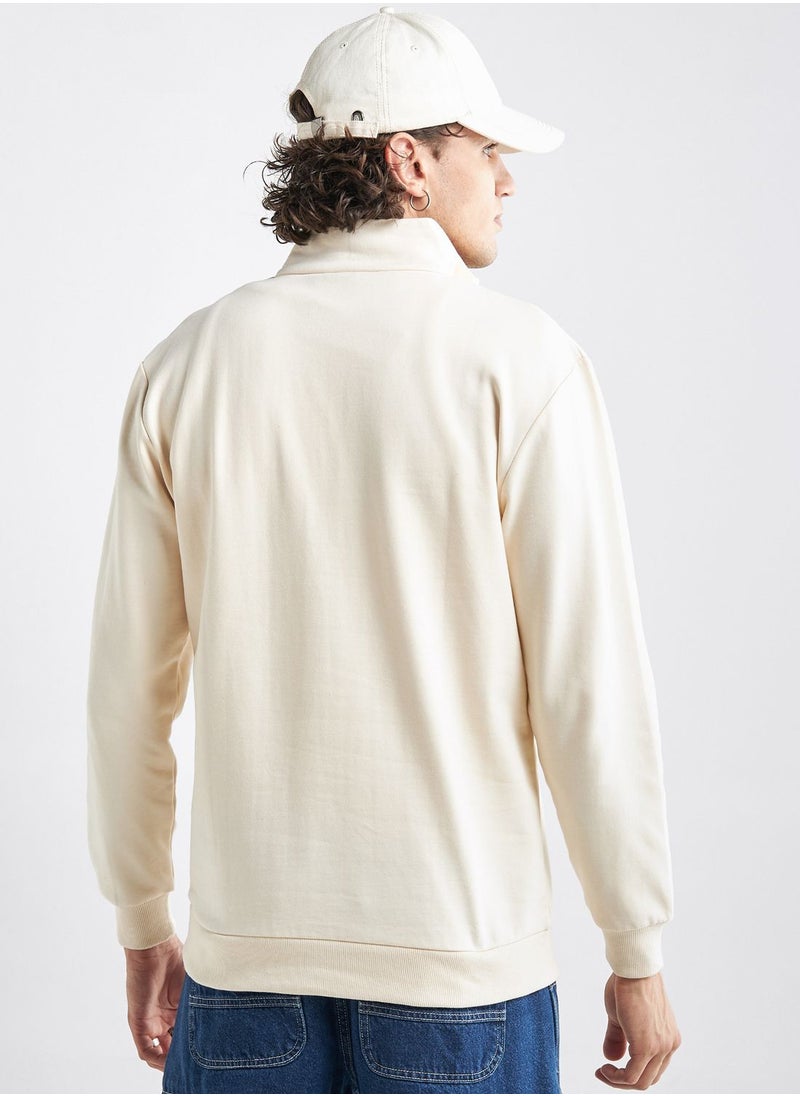 FAV Slogan Zip Through High Neck Sweatshirt  - Image 2