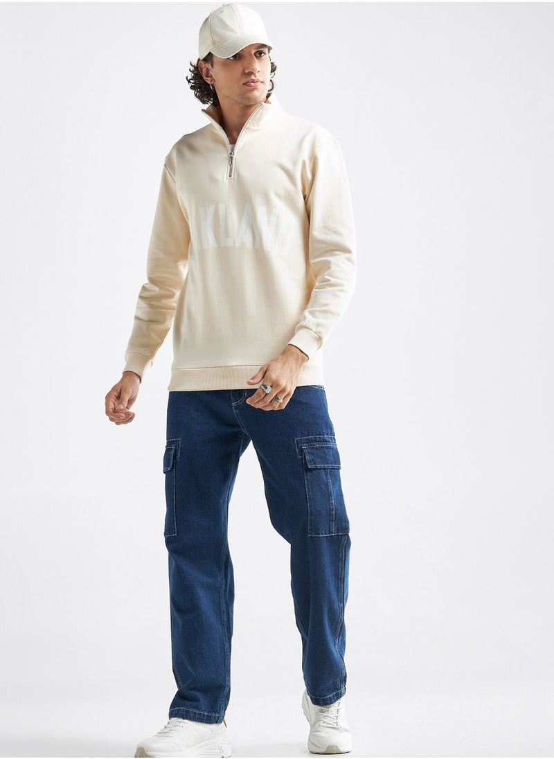 FAV Slogan Zip Through High Neck Sweatshirt  - Image 4