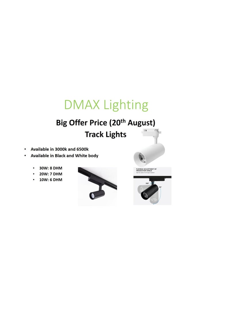 40 واط ضوء مسار LED، بقعة COB، 2500 لومن، CRI>80، زاوية شعاع 24°، AC175-265V، PF>0.5، هيكل من الألمنيوم، حماية من الارتفاعات الكهربائية 2KV (أبيض دافئ، ألمنيوم) - Image 3