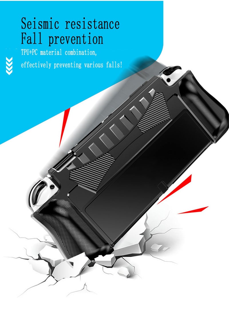 X-level غطاء حماية قابل للإرساء لجهاز Nintendo Switch OLED 2021، غطاء واقٍ بمقبض TPU وملحقات مريحة تعمل باللمس متوافقة مع Nintendo Switch OLED 7 بوصة ووحدة تحكم Joy-Con وتتناسب مع قاعدة الشحن  - Image 3
