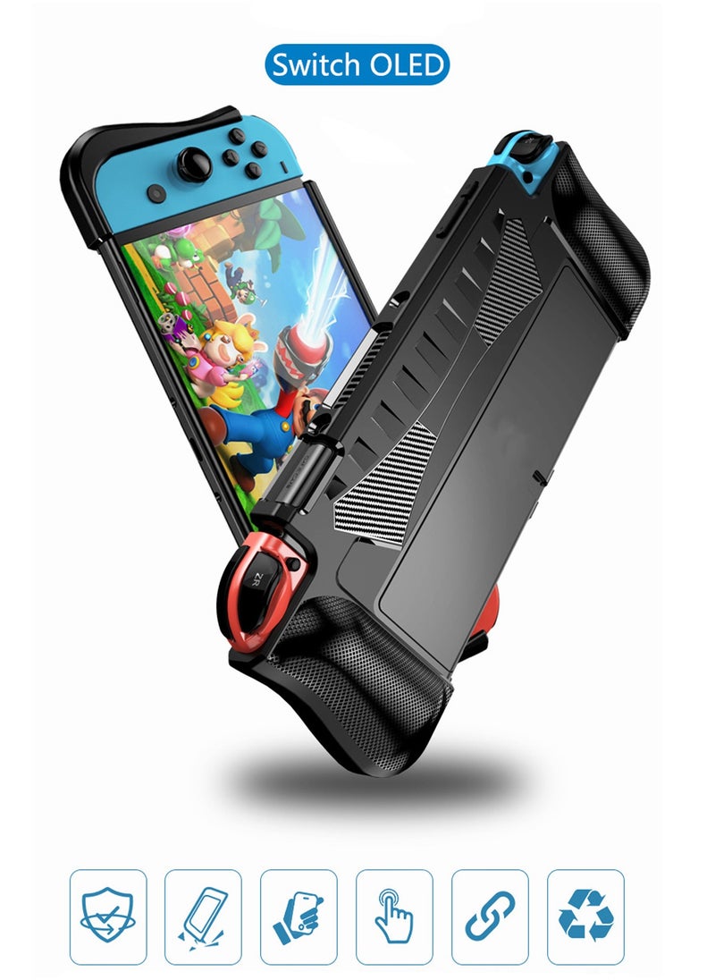 X-level - غطاء حماية قابل للإرساء لجهاز Nintendo Switch OLED 2021، غطاء واقٍ بمقبض TPU وملحقات مريحة تعمل باللمس متوافقة مع Nintendo Switch OLED 7 بوصة ووحدة تحكم Joy-Con وتتناسب مع قاعدة الشحن - Image 1
