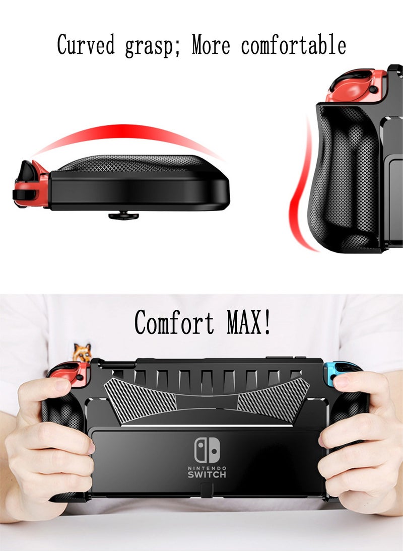 X-level غطاء حماية قابل للإرساء لجهاز Nintendo Switch OLED 2021، غطاء واقٍ بمقبض TPU وملحقات مريحة تعمل باللمس متوافقة مع Nintendo Switch OLED 7 بوصة ووحدة تحكم Joy-Con وتتناسب مع قاعدة الشحن  - Image 4