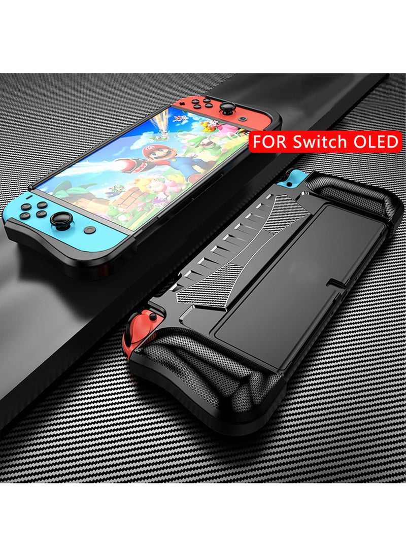X-level - غطاء حماية قابل للإرساء لجهاز Nintendo Switch OLED 2021، غطاء واقٍ بمقبض TPU وملحقات مريحة تعمل باللمس متوافقة مع Nintendo Switch OLED 7 بوصة ووحدة تحكم Joy-Con وتتناسب مع قاعدة الشحن - Image 1