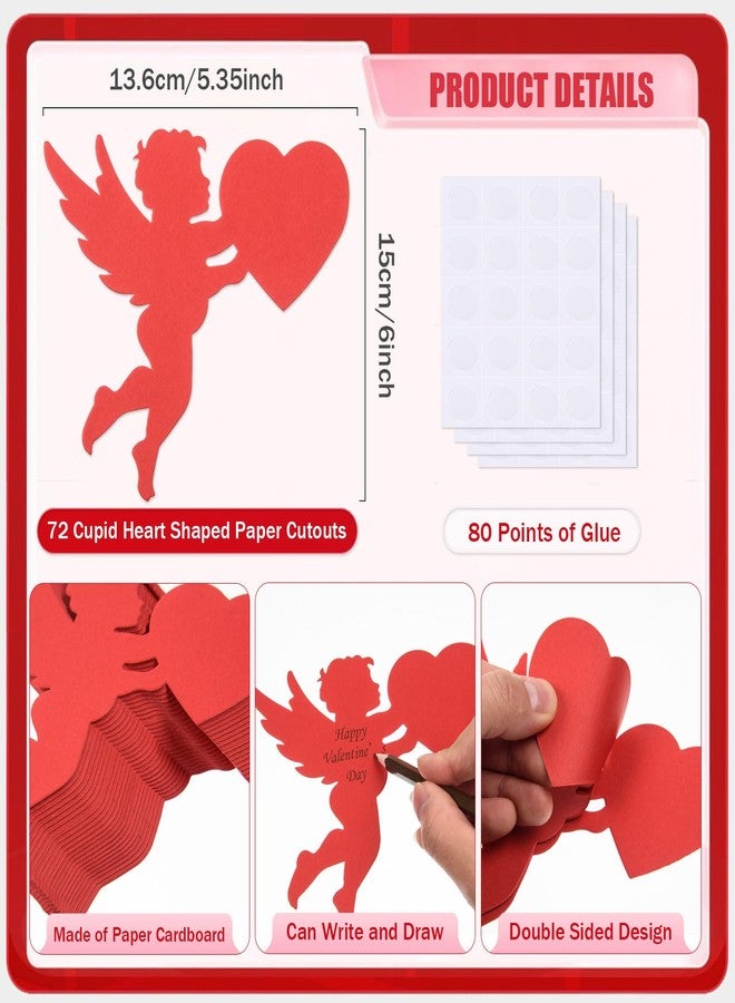 MixTeach 72 Pcs Cupid Cutouts Paper Decorations with 80 dot Glue - Image 2